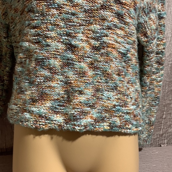 Universal Thread Short Chunky Sweater Cream Brown Green M Pullover - Picture 2 of 16